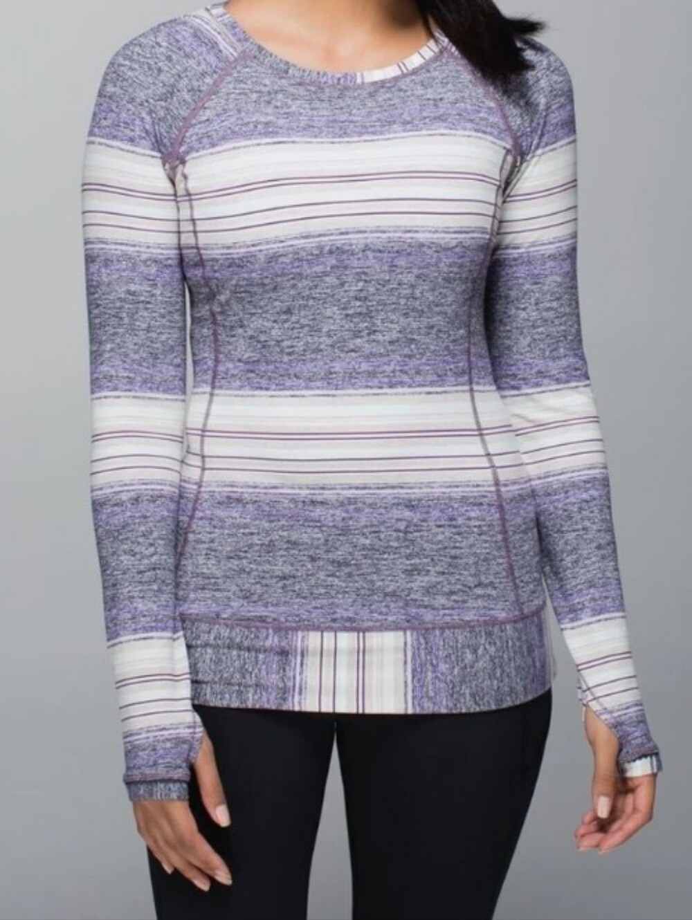 Lululemon Race Your Pace Osaka Stripe Long Sleeve Shirt Sz 12 Excellent Cond
